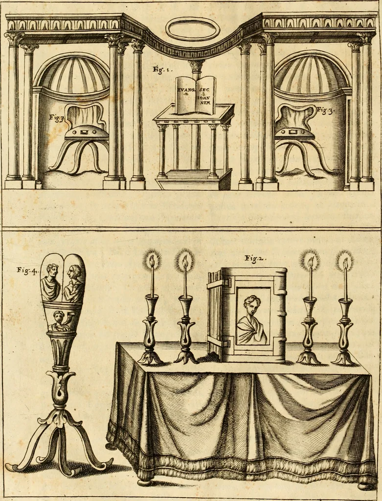 An illustration from Joannis Ciampini Romani, magistri brevium gratiae ... Opera, in tres tomos distributa : acesserunt eiusdem Ciampini opuscula quaedam selectiora : item appendix, seu notae, in quibus nonnulla post eius obitum innovata recensentur : ac demum auctoris vita, nunc primùm ipsius operibus addita, 1747, leaf 251