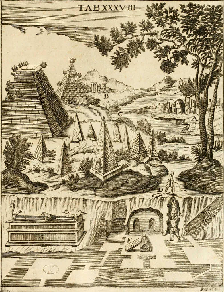 An illustration from Joannis Ciampini Romani, magistri brevium gratiae ... Opera, in tres tomos distributa : acesserunt eiusdem Ciampini opuscula quaedam selectiora : item appendix, seu notae, in quibus nonnulla post eius obitum innovata recensentur : ac demum auctoris vita, nunc primùm ipsius operibus addita, 1747, leaf 284
