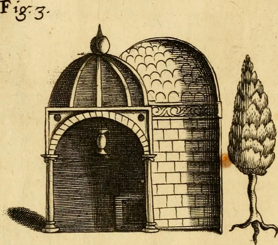 An illustration from Joannis Ciampini Romani, magistri brevium gratiae ... Opera, in tres tomos distributa : acesserunt eiusdem Ciampini opuscula quaedam selectiora : item appendix, seu notae, in quibus nonnulla post eius obitum innovata recensentur : ac demum auctoris vita, nunc primùm ipsius operibus addita, 1747, leaf 287