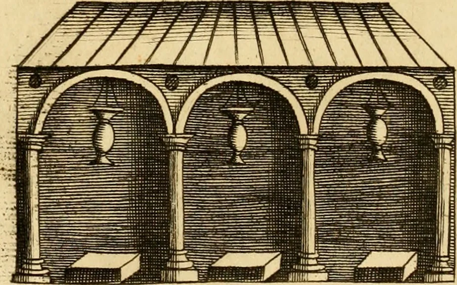 An illustration from Joannis Ciampini Romani, magistri brevium gratiae ... Opera, in tres tomos distributa : acesserunt eiusdem Ciampini opuscula quaedam selectiora : item appendix, seu notae, in quibus nonnulla post eius obitum innovata recensentur : ac demum auctoris vita, nunc primùm ipsius operibus addita, 1747, leaf 287