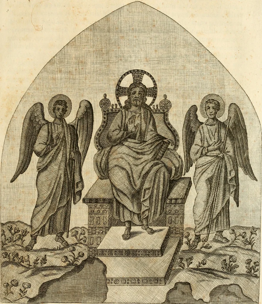 An illustration from Joannis Ciampini Romani, magistri brevium gratiae ... Opera, in tres tomos distributa : acesserunt eiusdem Ciampini opuscula quaedam selectiora : item appendix, seu notae, in quibus nonnulla post eius obitum innovata recensentur : ac demum auctoris vita, nunc primùm ipsius operibus addita, 1747, leaf 320