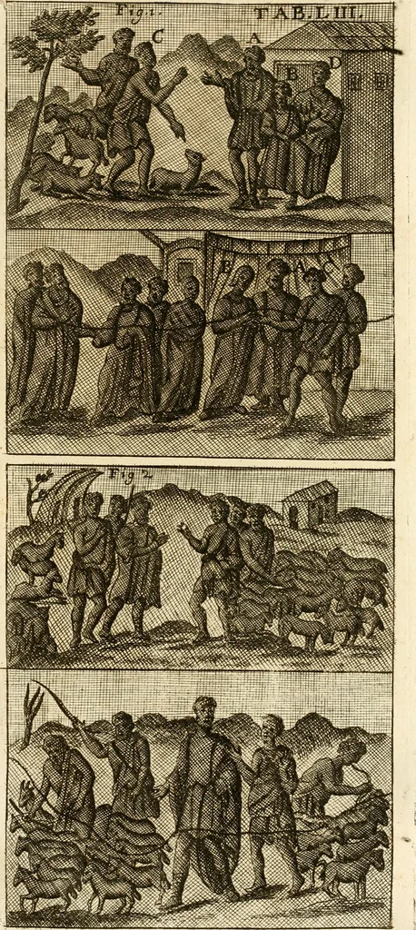 An illustration from Joannis Ciampini Romani, magistri brevium gratiae ... Opera, in tres tomos distributa : acesserunt eiusdem Ciampini opuscula quaedam selectiora : item appendix, seu notae, in quibus nonnulla post eius obitum innovata recensentur : ac demum auctoris vita, nunc primùm ipsius operibus addita, 1747, leaf 364