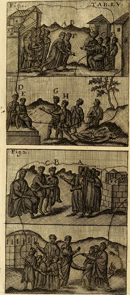 An illustration from Joannis Ciampini Romani, magistri brevium gratiae ... Opera, in tres tomos distributa : acesserunt eiusdem Ciampini opuscula quaedam selectiora : item appendix, seu notae, in quibus nonnulla post eius obitum innovata recensentur : ac demum auctoris vita, nunc primùm ipsius operibus addita, 1747, leaf 367