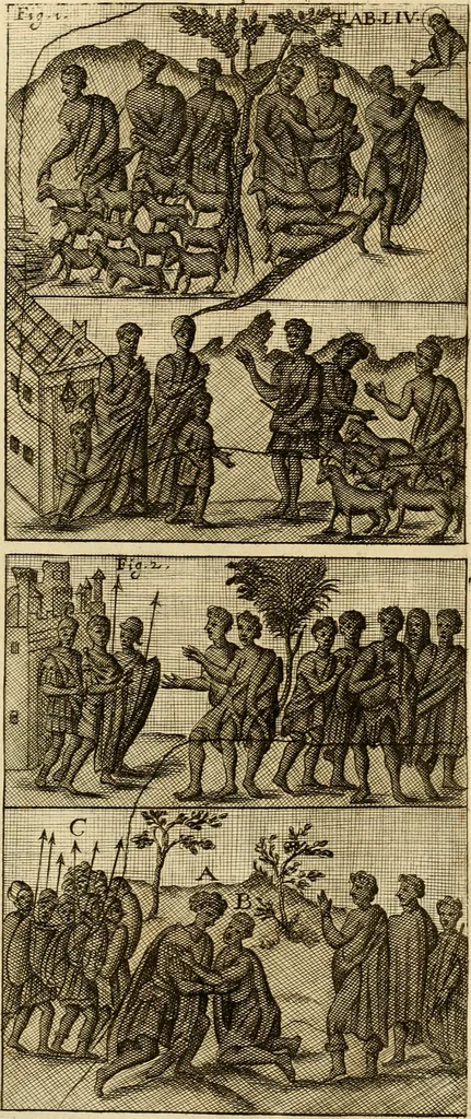 An illustration from Joannis Ciampini Romani, magistri brevium gratiae ... Opera, in tres tomos distributa : acesserunt eiusdem Ciampini opuscula quaedam selectiora : item appendix, seu notae, in quibus nonnulla post eius obitum innovata recensentur : ac demum auctoris vita, nunc primùm ipsius operibus addita, 1747, leaf 369