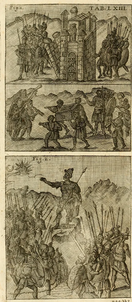 An illustration from Joannis Ciampini Romani, magistri brevium gratiae ... Opera, in tres tomos distributa : acesserunt eiusdem Ciampini opuscula quaedam selectiora : item appendix, seu notae, in quibus nonnulla post eius obitum innovata recensentur : ac demum auctoris vita, nunc primùm ipsius operibus addita, 1747, leaf 395