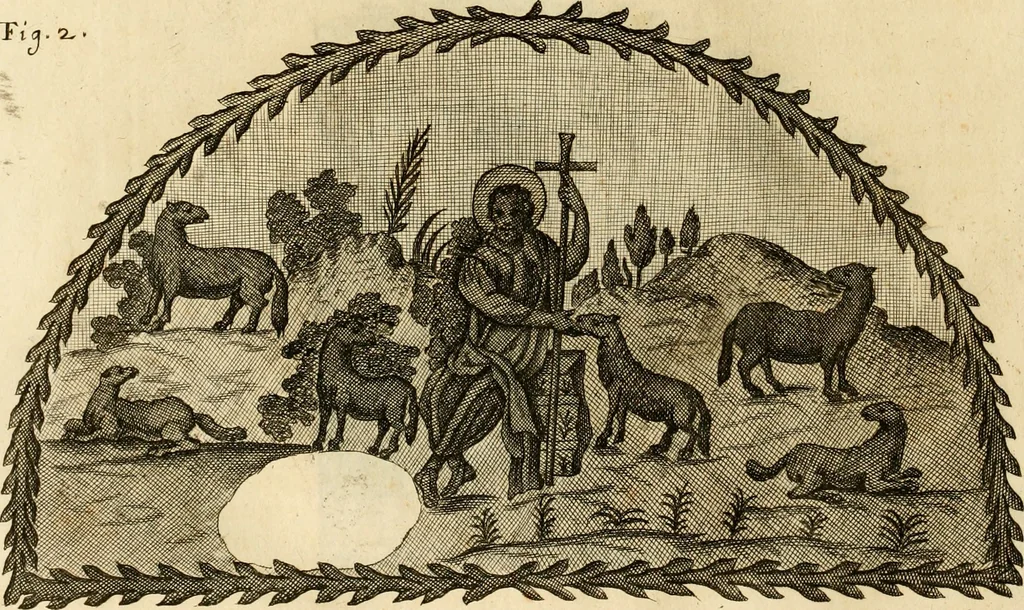 An illustration from Joannis Ciampini Romani, magistri brevium gratiae ... Opera, in tres tomos distributa : acesserunt eiusdem Ciampini opuscula quaedam selectiora : item appendix, seu notae, in quibus nonnulla post eius obitum innovata recensentur : ac demum auctoris vita, nunc primùm ipsius operibus addita, 1747, leaf 405