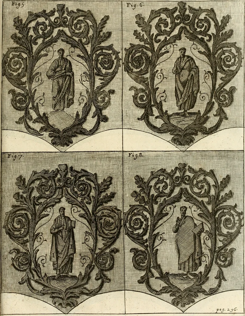An illustration from Joannis Ciampini Romani, magistri brevium gratiae ... Opera, in tres tomos distributa : acesserunt eiusdem Ciampini opuscula quaedam selectiora : item appendix, seu notae, in quibus nonnulla post eius obitum innovata recensentur : ac demum auctoris vita, nunc primùm ipsius operibus addita, 1747, leaf 422