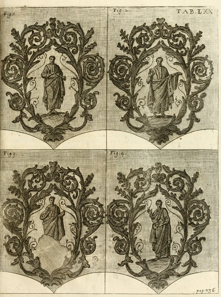 An illustration from Joannis Ciampini Romani, magistri brevium gratiae ... Opera, in tres tomos distributa : acesserunt eiusdem Ciampini opuscula quaedam selectiora : item appendix, seu notae, in quibus nonnulla post eius obitum innovata recensentur : ac demum auctoris vita, nunc primùm ipsius operibus addita, 1747, leaf 424