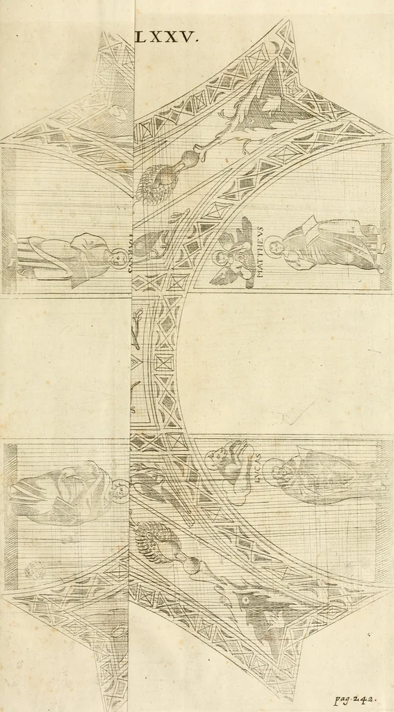 An illustration from Joannis Ciampini Romani, magistri brevium gratiae ... Opera, in tres tomos distributa : acesserunt eiusdem Ciampini opuscula quaedam selectiora : item appendix, seu notae, in quibus nonnulla post eius obitum innovata recensentur : ac demum auctoris vita, nunc primùm ipsius operibus addita, 1747, leaf 434