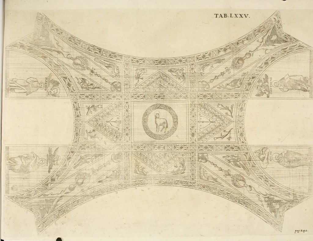 An illustration from Joannis Ciampini Romani, magistri brevium gratiae ... Opera, in tres tomos distributa : acesserunt eiusdem Ciampini opuscula quaedam selectiora : item appendix, seu notae, in quibus nonnulla post eius obitum innovata recensentur : ac demum auctoris vita, nunc primùm ipsius operibus addita, 1747, leaf 435