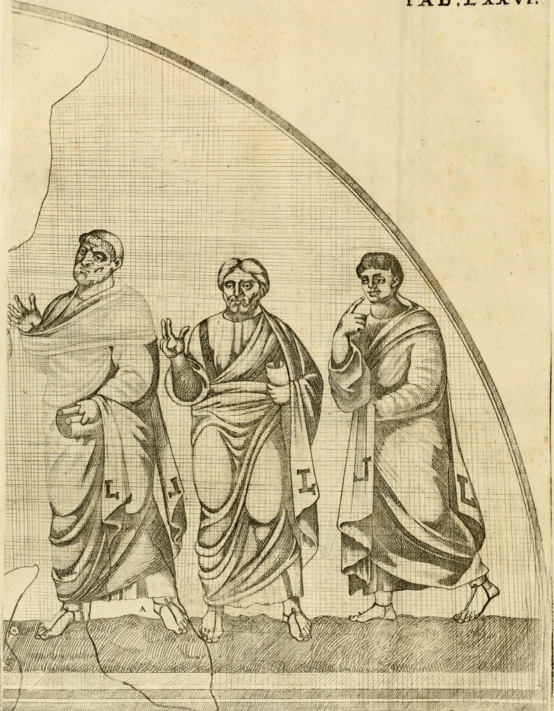 An illustration from Joannis Ciampini Romani, magistri brevium gratiae ... Opera, in tres tomos distributa : acesserunt eiusdem Ciampini opuscula quaedam selectiora : item appendix, seu notae, in quibus nonnulla post eius obitum innovata recensentur : ac demum auctoris vita, nunc primùm ipsius operibus addita, 1747, leaf 437
