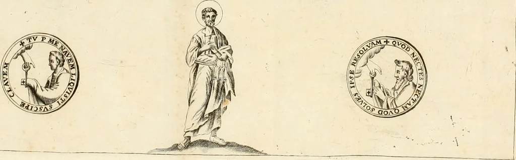 An illustration from Joannis Ciampini Romani, magistri brevium gratiae ... Opera, in tres tomos distributa : acesserunt eiusdem Ciampini opuscula quaedam selectiora : item appendix, seu notae, in quibus nonnulla post eius obitum innovata recensentur : ac demum auctoris vita, nunc primùm ipsius operibus addita, 1747, leaf 466