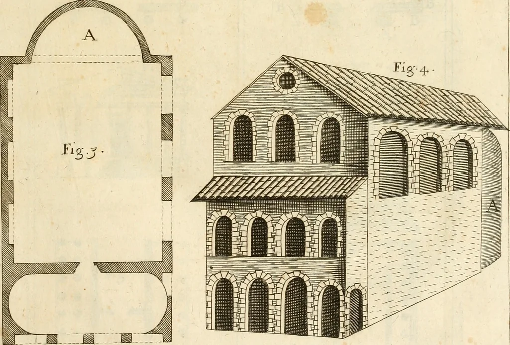 An illustration from Joannis Ciampini Romani, magistri brevium gratiae ... Opera, in tres tomos distributa : acesserunt eiusdem Ciampini opuscula quaedam selectiora : item appendix, seu notae, in quibus nonnulla post eius obitum innovata recensentur : ac demum auctoris vita, nunc primùm ipsius operibus addita, 1747, leaf 50