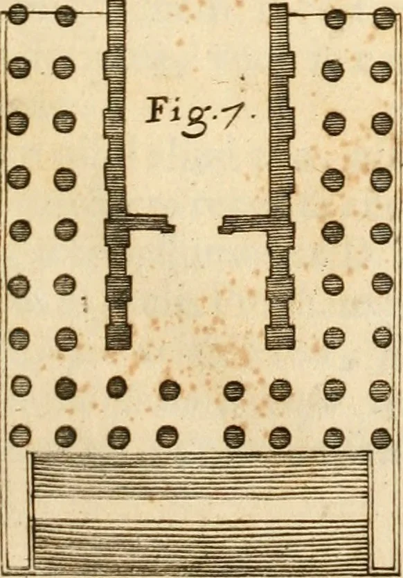 An illustration from Joannis Ciampini Romani, magistri brevium gratiae ... Opera, in tres tomos distributa : acesserunt eiusdem Ciampini opuscula quaedam selectiora : item appendix, seu notae, in quibus nonnulla post eius obitum innovata recensentur : ac demum auctoris vita, nunc primùm ipsius operibus addita, 1747, leaf 52