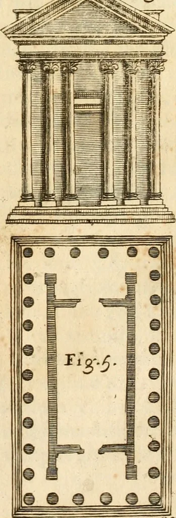 An illustration from Joannis Ciampini Romani, magistri brevium gratiae ... Opera, in tres tomos distributa : acesserunt eiusdem Ciampini opuscula quaedam selectiora : item appendix, seu notae, in quibus nonnulla post eius obitum innovata recensentur : ac demum auctoris vita, nunc primùm ipsius operibus addita, 1747, leaf 52