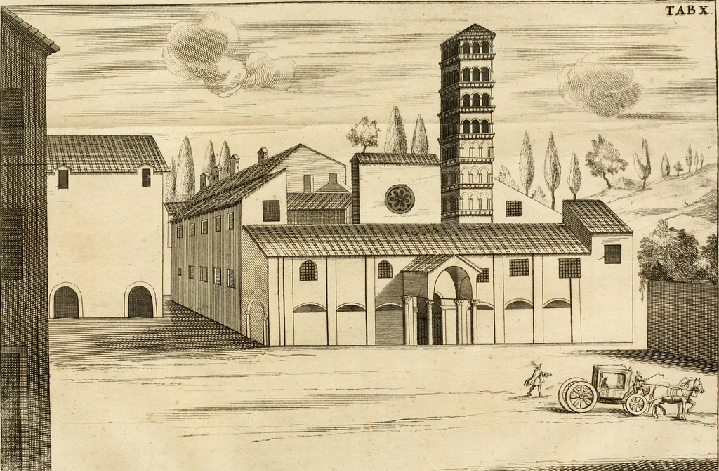 An illustration from Joannis Ciampini Romani, magistri brevium gratiae ... Opera, in tres tomos distributa : acesserunt eiusdem Ciampini opuscula quaedam selectiora : item appendix, seu notae, in quibus nonnulla post eius obitum innovata recensentur : ac demum auctoris vita, nunc primùm ipsius operibus addita, 1747, leaf 70