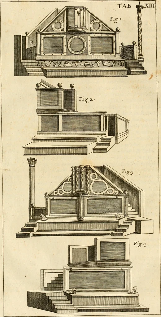 An illustration from Joannis Ciampini Romani, magistri brevium gratiae ... Opera, in tres tomos distributa : acesserunt eiusdem Ciampini opuscula quaedam selectiora : item appendix, seu notae, in quibus nonnulla post eius obitum innovata recensentur : ac demum auctoris vita, nunc primùm ipsius operibus addita, 1747, leaf 91