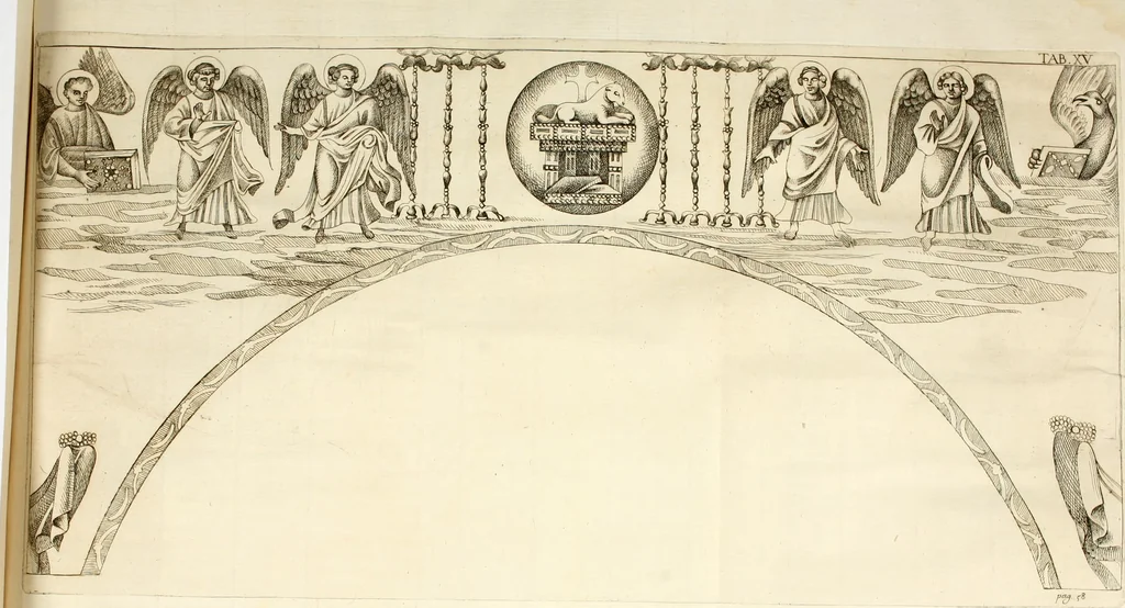 An illustration from Joannis Ciampini Romani, magistri brevium gratiae ... Opera, in tres tomos distributa : acesserunt eiusdem Ciampini opuscula quaedam selectiora : item appendix, seu notae, in quibus nonnulla post eius obitum innovata recensentur : ac demum auctoris vita, nunc primùm ipsius operibus addita, 1747, leaf 109