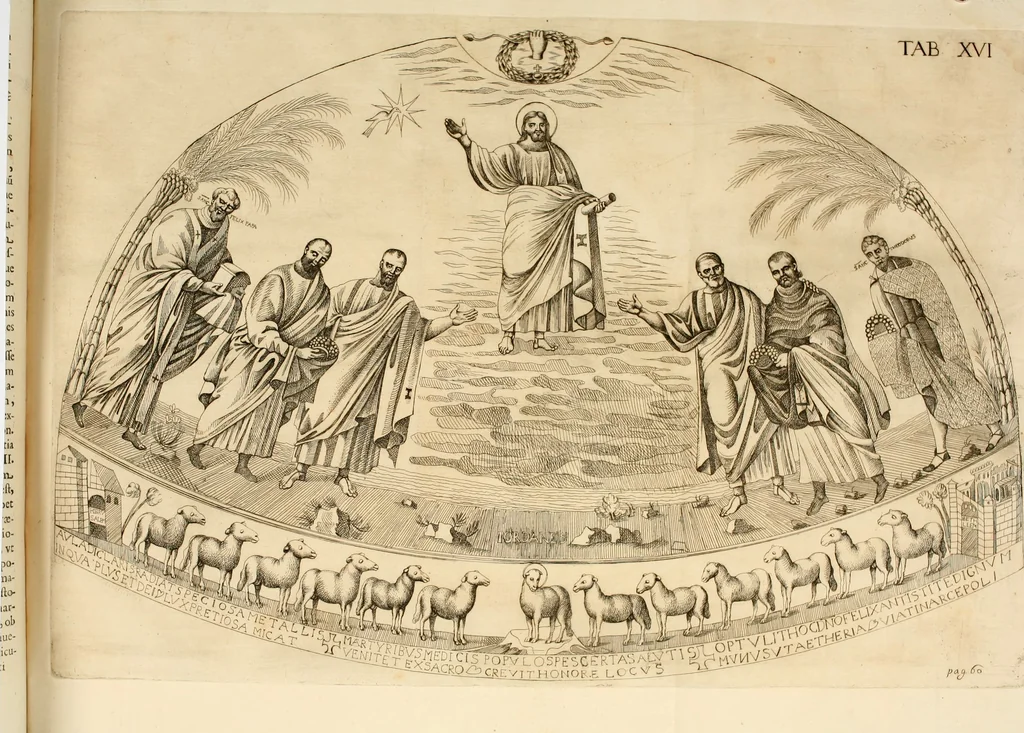An illustration from Joannis Ciampini Romani, magistri brevium gratiae ... Opera, in tres tomos distributa : acesserunt eiusdem Ciampini opuscula quaedam selectiora : item appendix, seu notae, in quibus nonnulla post eius obitum innovata recensentur : ac demum auctoris vita, nunc primùm ipsius operibus addita, 1747, leaf 113