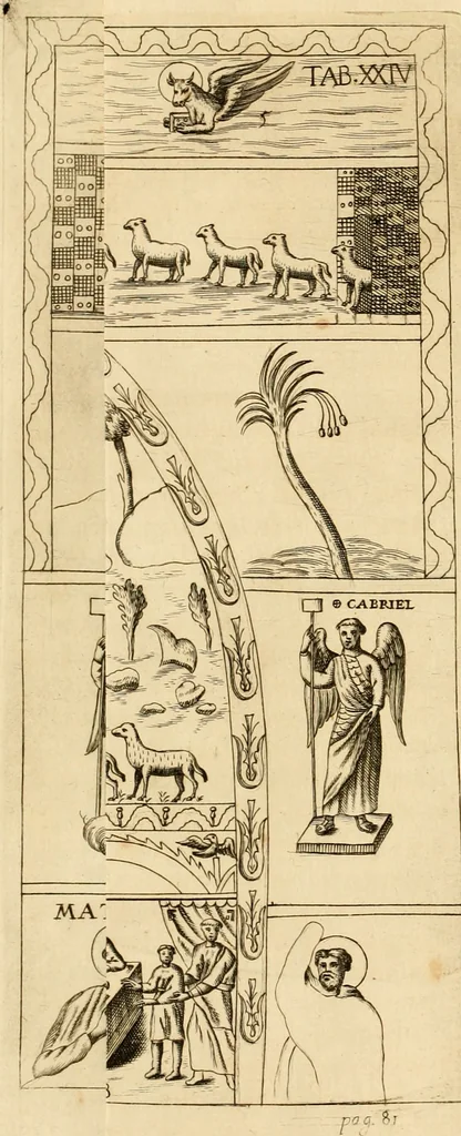 An illustration from Joannis Ciampini Romani, magistri brevium gratiae ... Opera, in tres tomos distributa : acesserunt eiusdem Ciampini opuscula quaedam selectiora : item appendix, seu notae, in quibus nonnulla post eius obitum innovata recensentur : ac demum auctoris vita, nunc primùm ipsius operibus addita, 1747, leaf 149