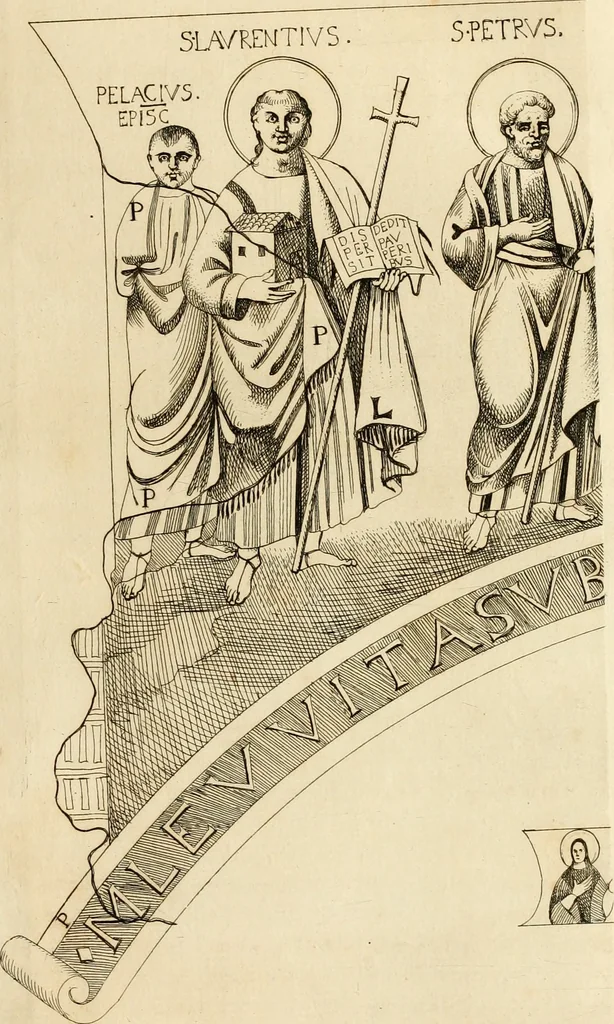 An illustration from Joannis Ciampini Romani, magistri brevium gratiae ... Opera, in tres tomos distributa : acesserunt eiusdem Ciampini opuscula quaedam selectiora : item appendix, seu notae, in quibus nonnulla post eius obitum innovata recensentur : ac demum auctoris vita, nunc primùm ipsius operibus addita, 1747, leaf 176