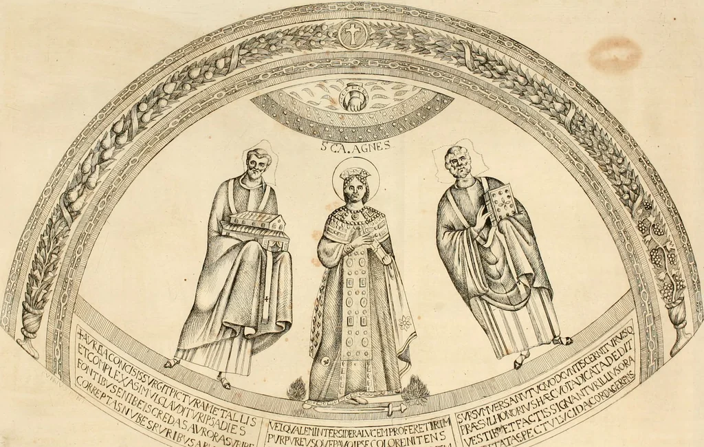 An illustration from Joannis Ciampini Romani, magistri brevium gratiae ... Opera, in tres tomos distributa : acesserunt eiusdem Ciampini opuscula quaedam selectiora : item appendix, seu notae, in quibus nonnulla post eius obitum innovata recensentur : ac demum auctoris vita, nunc primùm ipsius operibus addita, 1747, leaf 180
