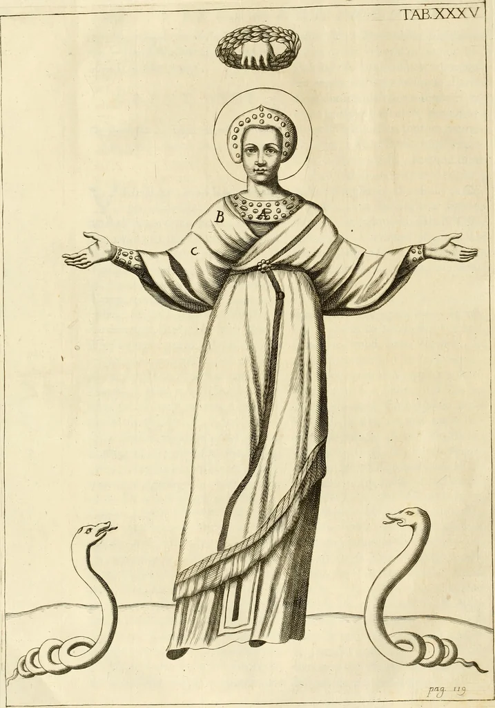 An illustration from Joannis Ciampini Romani, magistri brevium gratiae ... Opera, in tres tomos distributa : acesserunt eiusdem Ciampini opuscula quaedam selectiora : item appendix, seu notae, in quibus nonnulla post eius obitum innovata recensentur : ac demum auctoris vita, nunc primùm ipsius operibus addita, 1747, leaf 207