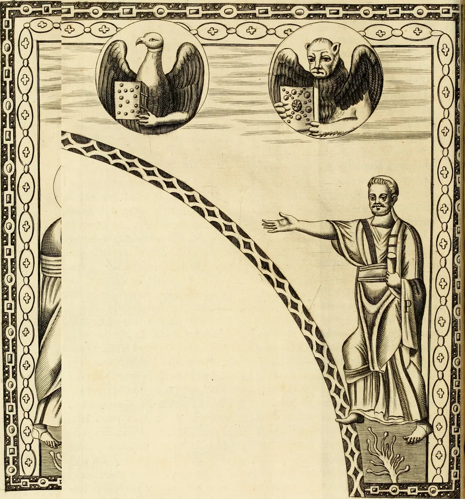 An illustration from Joannis Ciampini Romani, magistri brevium gratiae ... Opera, in tres tomos distributa : acesserunt eiusdem Ciampini opuscula quaedam selectiora : item appendix, seu notae, in quibus nonnulla post eius obitum innovata recensentur : ac demum auctoris vita, nunc primùm ipsius operibus addita, 1747, leaf 211