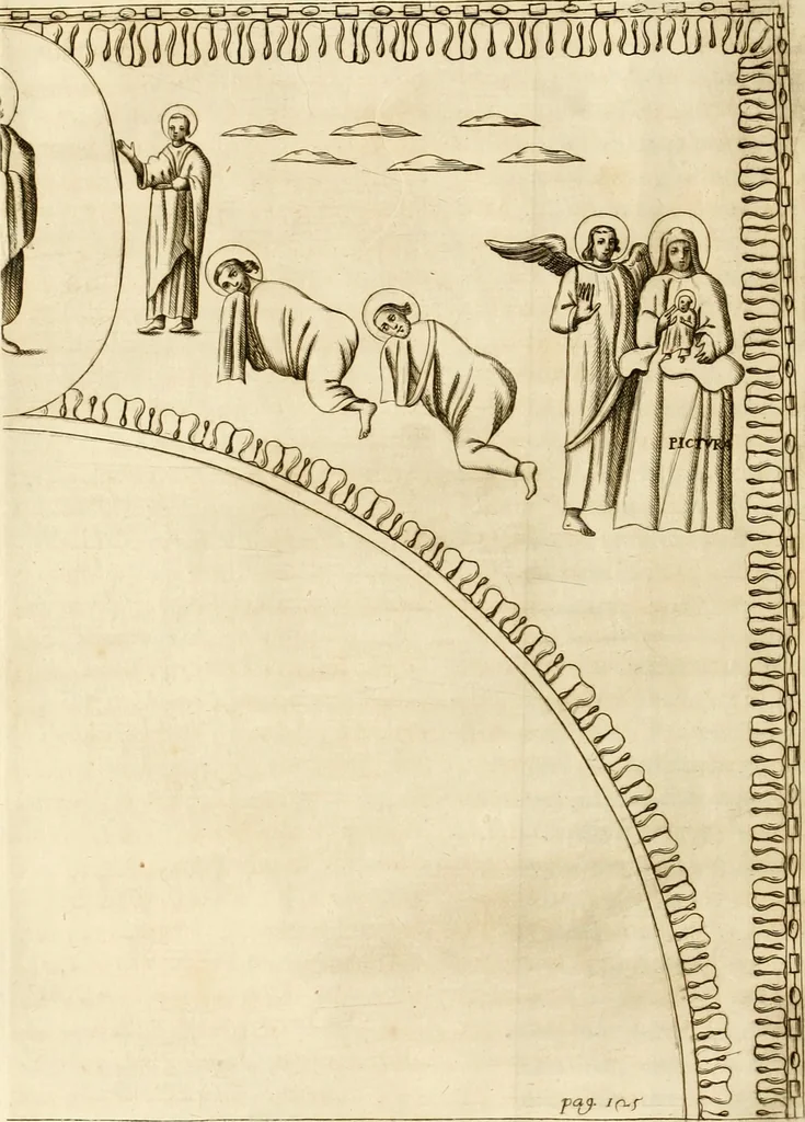 An illustration from Joannis Ciampini Romani, magistri brevium gratiae ... Opera, in tres tomos distributa : acesserunt eiusdem Ciampini opuscula quaedam selectiora : item appendix, seu notae, in quibus nonnulla post eius obitum innovata recensentur : ac demum auctoris vita, nunc primùm ipsius operibus addita, 1747, leaf 219