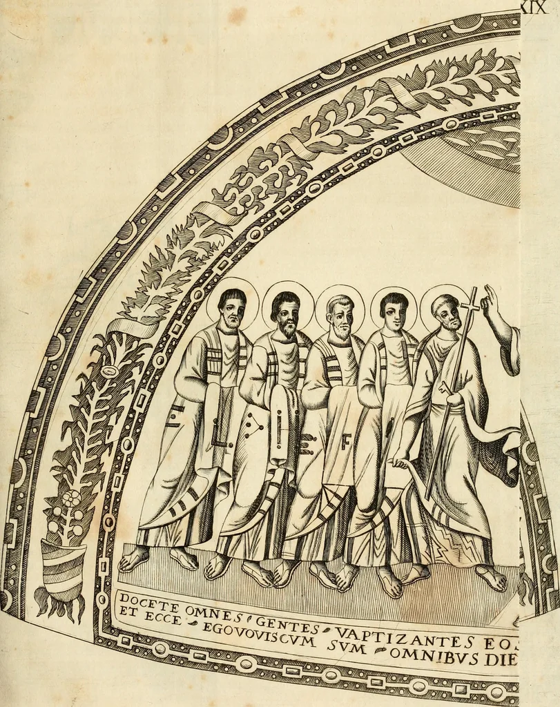An illustration from Joannis Ciampini Romani, magistri brevium gratiae ... Opera, in tres tomos distributa : acesserunt eiusdem Ciampini opuscula quaedam selectiora : item appendix, seu notae, in quibus nonnulla post eius obitum innovata recensentur : ac demum auctoris vita, nunc primùm ipsius operibus addita, 1747, leaf 224