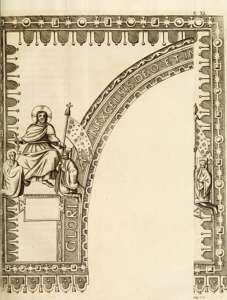 An illustration from Joannis Ciampini Romani, magistri brevium gratiae ... Opera, in tres tomos distributa : acesserunt eiusdem Ciampini opuscula quaedam selectiora : item appendix, seu notae, in quibus nonnulla post eius obitum innovata recensentur : ac demum auctoris vita, nunc primùm ipsius operibus addita, 1747, leaf 226