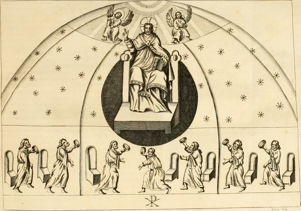 An illustration from Joannis Ciampini Romani, magistri brevium gratiae ... Opera, in tres tomos distributa : acesserunt eiusdem Ciampini opuscula quaedam selectiora : item appendix, seu notae, in quibus nonnulla post eius obitum innovata recensentur : ac demum auctoris vita, nunc primùm ipsius operibus addita, 1747, leaf 235