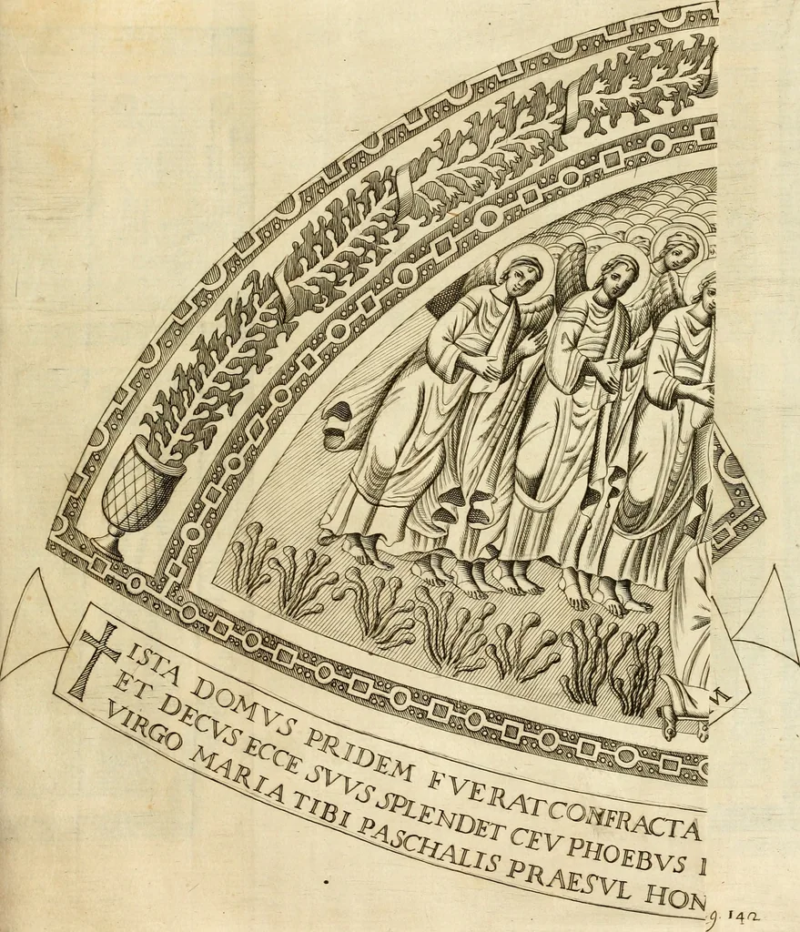 An illustration from Joannis Ciampini Romani, magistri brevium gratiae ... Opera, in tres tomos distributa : acesserunt eiusdem Ciampini opuscula quaedam selectiora : item appendix, seu notae, in quibus nonnulla post eius obitum innovata recensentur : ac demum auctoris vita, nunc primùm ipsius operibus addita, 1747, leaf 246