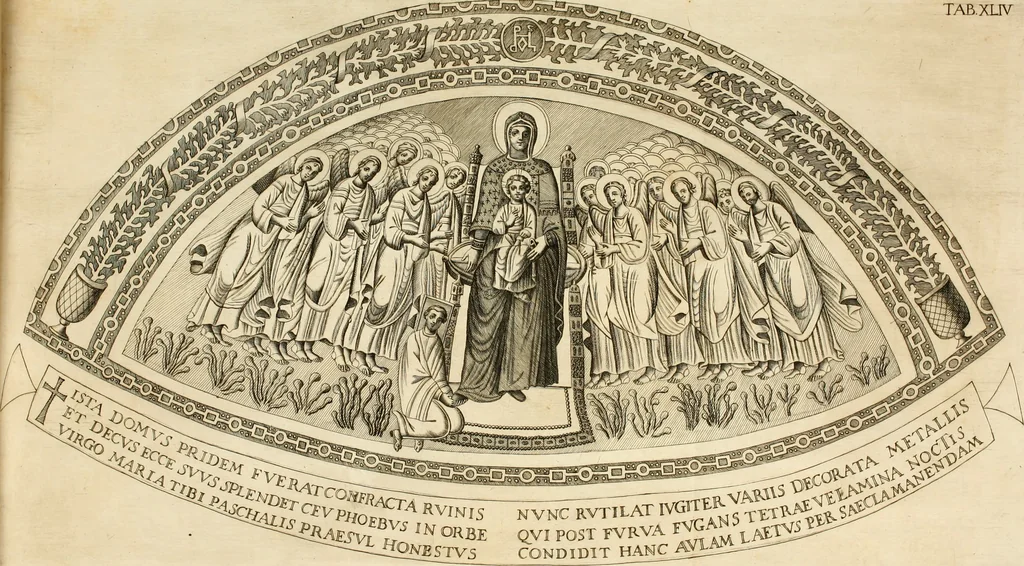 An illustration from Joannis Ciampini Romani, magistri brevium gratiae ... Opera, in tres tomos distributa : acesserunt eiusdem Ciampini opuscula quaedam selectiora : item appendix, seu notae, in quibus nonnulla post eius obitum innovata recensentur : ac demum auctoris vita, nunc primùm ipsius operibus addita, 1747, leaf 247