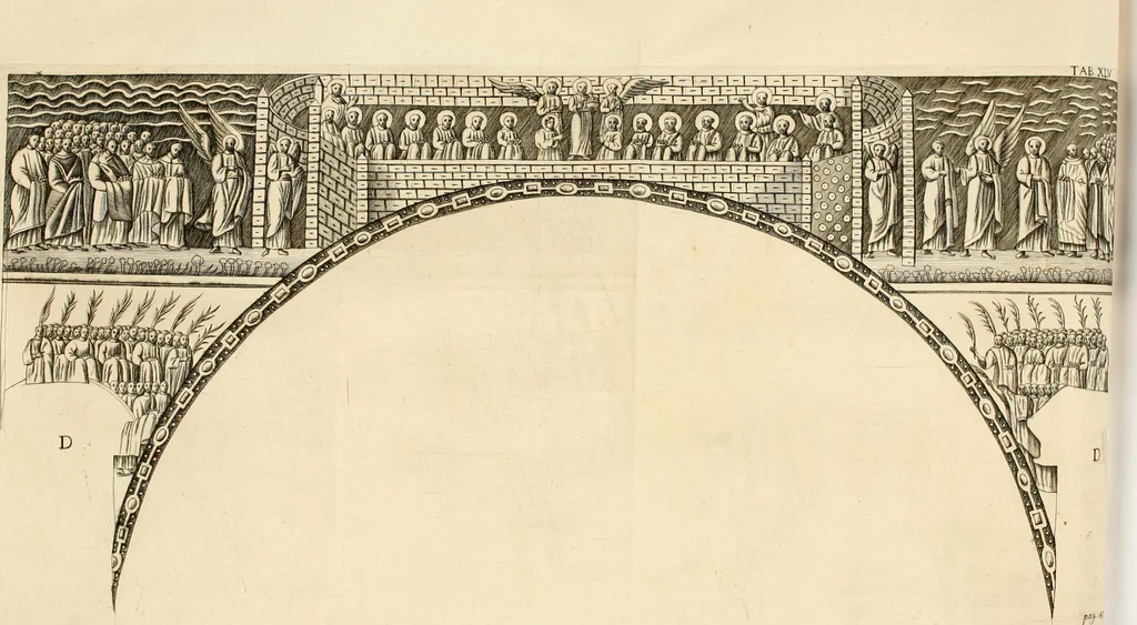 An illustration from Joannis Ciampini Romani, magistri brevium gratiae ... Opera, in tres tomos distributa : acesserunt eiusdem Ciampini opuscula quaedam selectiora : item appendix, seu notae, in quibus nonnulla post eius obitum innovata recensentur : ac demum auctoris vita, nunc primùm ipsius operibus addita, 1747, leaf 252