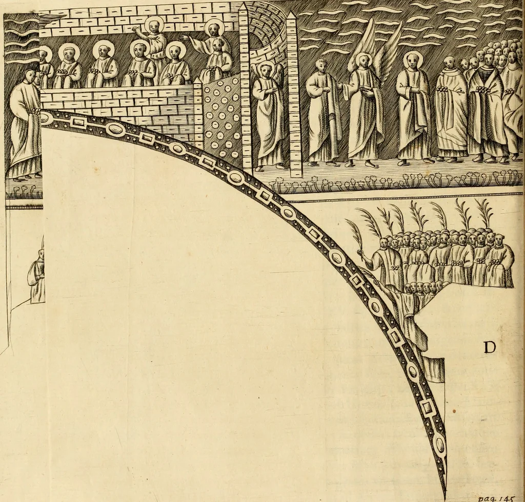An illustration from Joannis Ciampini Romani, magistri brevium gratiae ... Opera, in tres tomos distributa : acesserunt eiusdem Ciampini opuscula quaedam selectiora : item appendix, seu notae, in quibus nonnulla post eius obitum innovata recensentur : ac demum auctoris vita, nunc primùm ipsius operibus addita, 1747, leaf 253