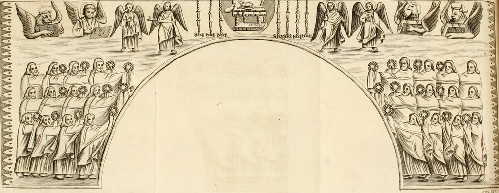 An illustration from Joannis Ciampini Romani, magistri brevium gratiae ... Opera, in tres tomos distributa : acesserunt eiusdem Ciampini opuscula quaedam selectiora : item appendix, seu notae, in quibus nonnulla post eius obitum innovata recensentur : ac demum auctoris vita, nunc primùm ipsius operibus addita, 1747, leaf 256
