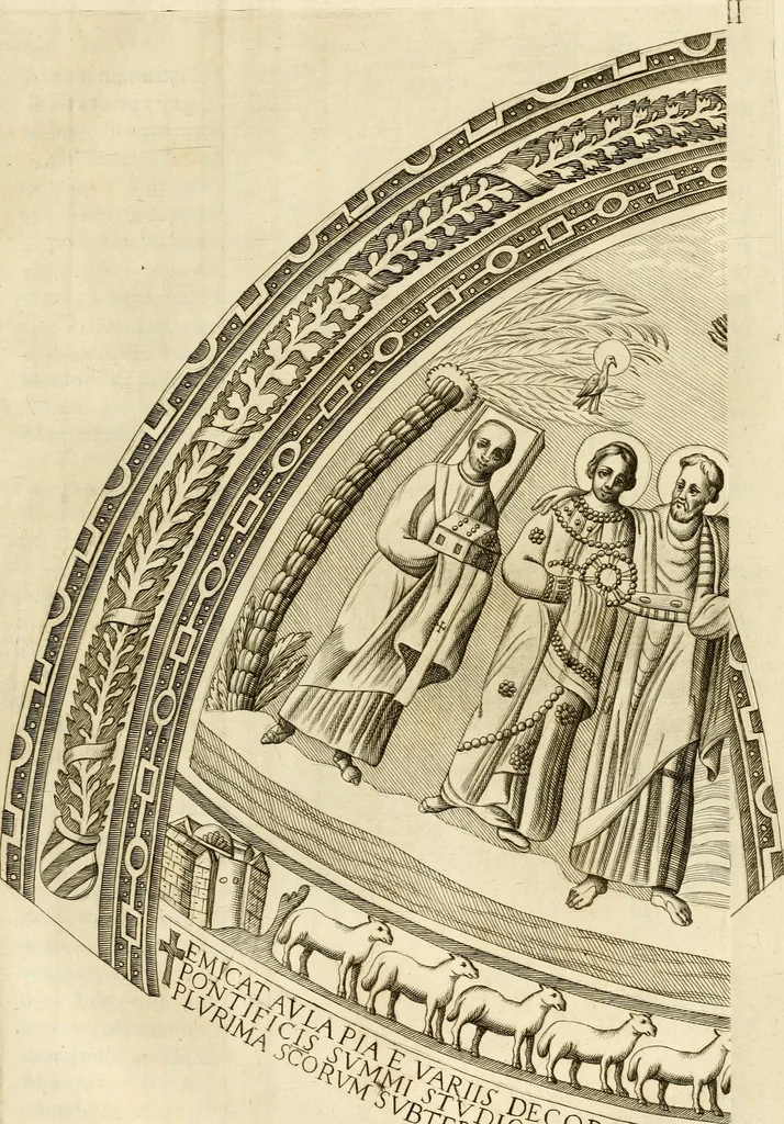 An illustration from Joannis Ciampini Romani, magistri brevium gratiae ... Opera, in tres tomos distributa : acesserunt eiusdem Ciampini opuscula quaedam selectiora : item appendix, seu notae, in quibus nonnulla post eius obitum innovata recensentur : ac demum auctoris vita, nunc primùm ipsius operibus addita, 1747, leaf 260