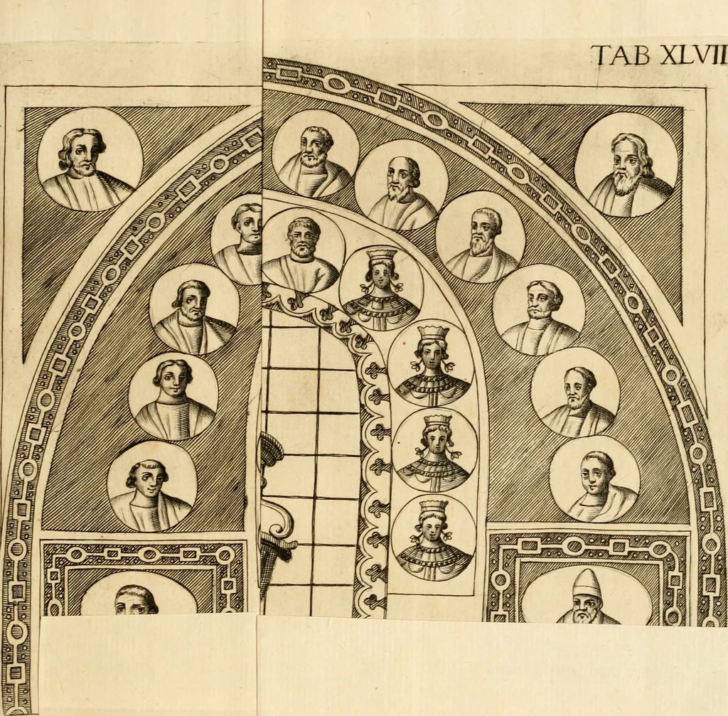 An illustration from Joannis Ciampini Romani, magistri brevium gratiae ... Opera, in tres tomos distributa : acesserunt eiusdem Ciampini opuscula quaedam selectiora : item appendix, seu notae, in quibus nonnulla post eius obitum innovata recensentur : ac demum auctoris vita, nunc primùm ipsius operibus addita, 1747, leaf 264