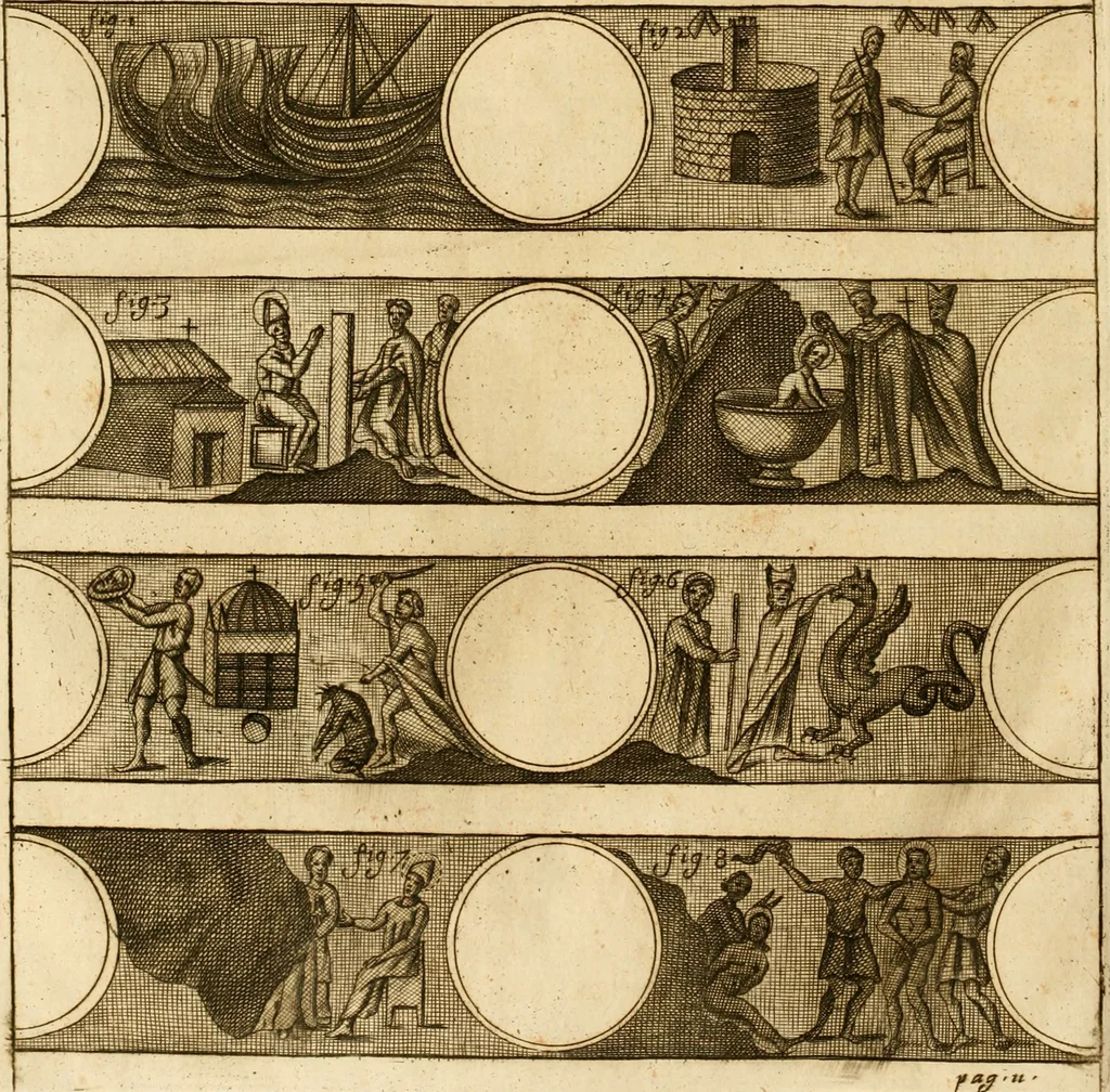 An illustration from Joannis Ciampini Romani, magistri brevium gratiae ... Opera, in tres tomos distributa : acesserunt eiusdem Ciampini opuscula quaedam selectiora : item appendix, seu notae, in quibus nonnulla post eius obitum innovata recensentur : ac demum auctoris vita, nunc primùm ipsius operibus addita, 1747, leaf 363