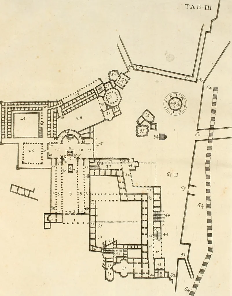 An illustration from Joannis Ciampini Romani, magistri brevium gratiae ... Opera, in tres tomos distributa : acesserunt eiusdem Ciampini opuscula quaedam selectiora : item appendix, seu notae, in quibus nonnulla post eius obitum innovata recensentur : ac demum auctoris vita, nunc primùm ipsius operibus addita, 1747, leaf 371