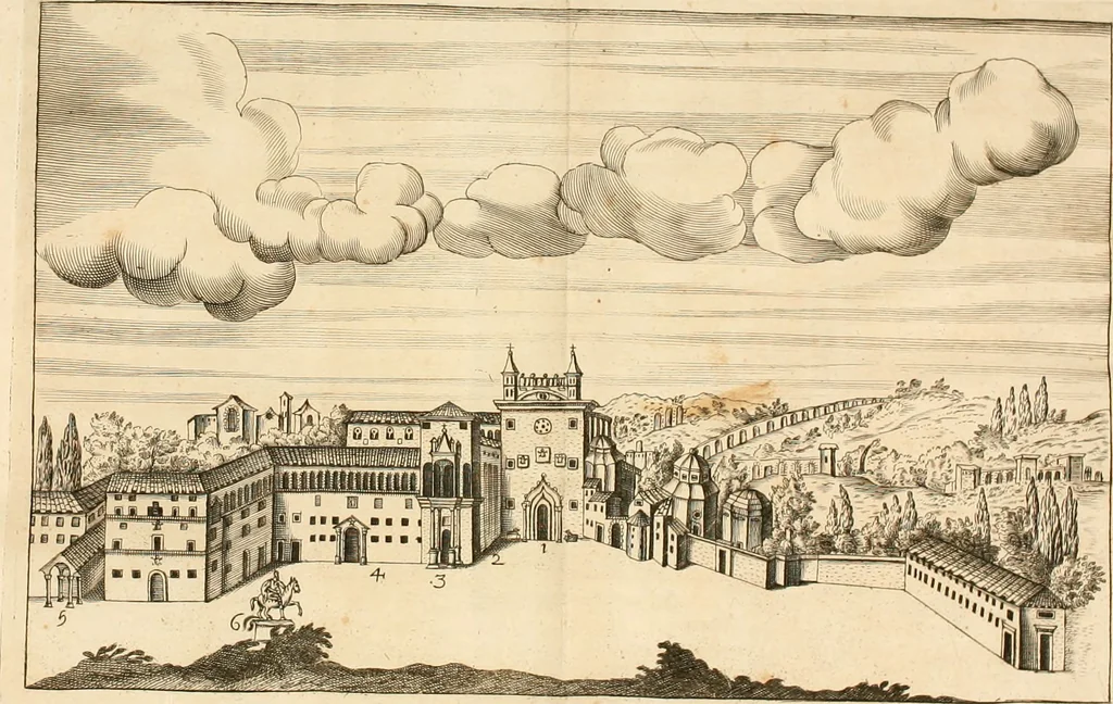 An illustration from Joannis Ciampini Romani, magistri brevium gratiae ... Opera, in tres tomos distributa : acesserunt eiusdem Ciampini opuscula quaedam selectiora : item appendix, seu notae, in quibus nonnulla post eius obitum innovata recensentur : ac demum auctoris vita, nunc primùm ipsius operibus addita, 1747, leaf 374