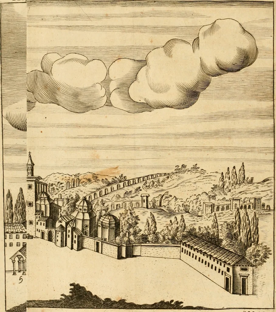 An illustration from Joannis Ciampini Romani, magistri brevium gratiae ... Opera, in tres tomos distributa : acesserunt eiusdem Ciampini opuscula quaedam selectiora : item appendix, seu notae, in quibus nonnulla post eius obitum innovata recensentur : ac demum auctoris vita, nunc primùm ipsius operibus addita, 1747, leaf 375
