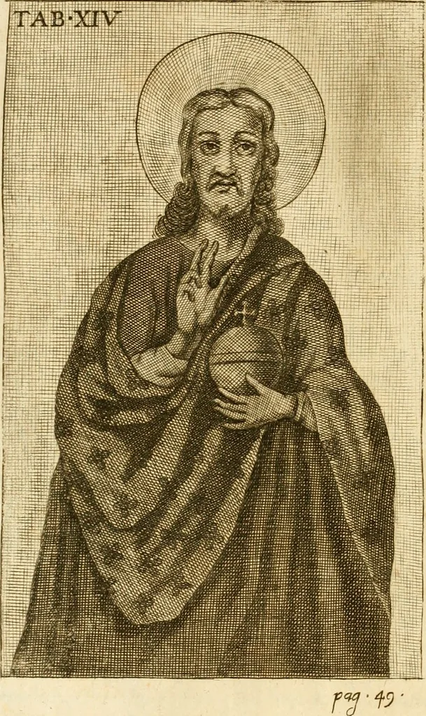 An illustration from Joannis Ciampini Romani, magistri brevium gratiae ... Opera, in tres tomos distributa : acesserunt eiusdem Ciampini opuscula quaedam selectiora : item appendix, seu notae, in quibus nonnulla post eius obitum innovata recensentur : ac demum auctoris vita, nunc primùm ipsius operibus addita, 1747, leaf 425
