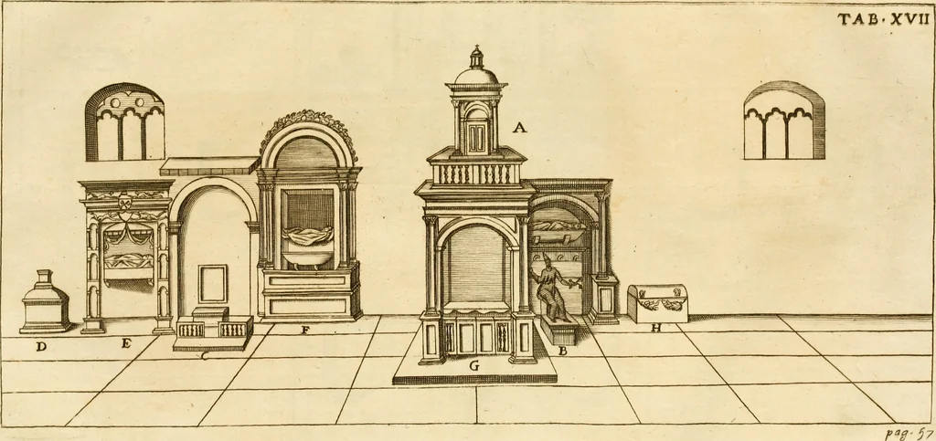 An illustration from Joannis Ciampini Romani, magistri brevium gratiae ... Opera, in tres tomos distributa : acesserunt eiusdem Ciampini opuscula quaedam selectiora : item appendix, seu notae, in quibus nonnulla post eius obitum innovata recensentur : ac demum auctoris vita, nunc primùm ipsius operibus addita, 1747, leaf 437
