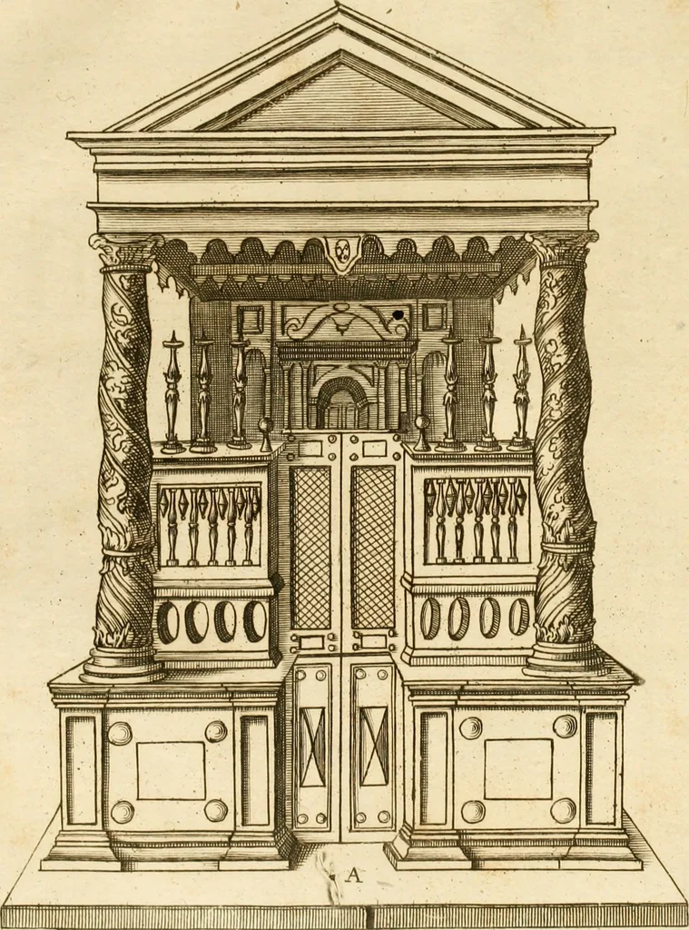 An illustration from Joannis Ciampini Romani, magistri brevium gratiae ... Opera, in tres tomos distributa : acesserunt eiusdem Ciampini opuscula quaedam selectiora : item appendix, seu notae, in quibus nonnulla post eius obitum innovata recensentur : ac demum auctoris vita, nunc primùm ipsius operibus addita, 1747, leaf 439