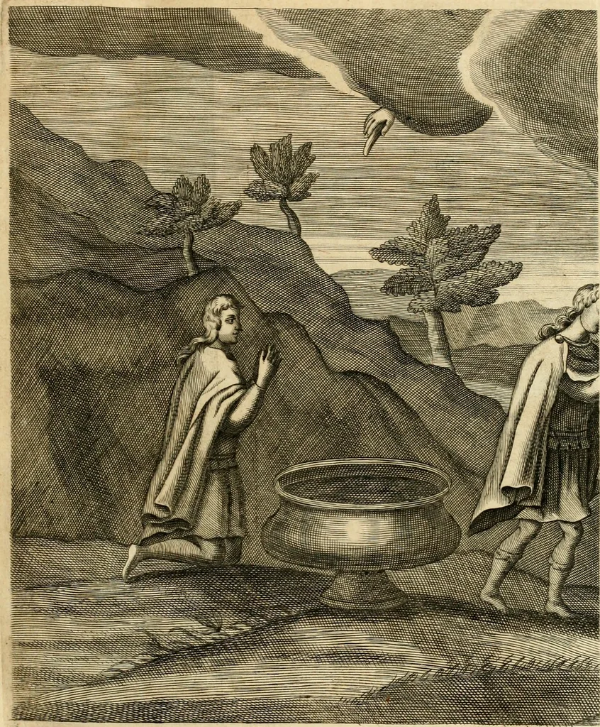 An illustration from Joannis Ciampini Romani, magistri brevium gratiae ... Opera, in tres tomos distributa : acesserunt eiusdem Ciampini opuscula quaedam selectiora : item appendix, seu notae, in quibus nonnulla post eius obitum innovata recensentur : ac demum auctoris vita, nunc primùm ipsius operibus addita, 1747, leaf 44