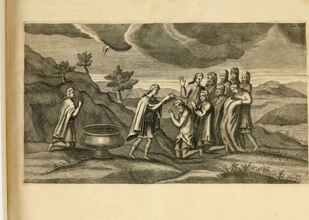 An illustration from Joannis Ciampini Romani, magistri brevium gratiae ... Opera, in tres tomos distributa : acesserunt eiusdem Ciampini opuscula quaedam selectiora : item appendix, seu notae, in quibus nonnulla post eius obitum innovata recensentur : ac demum auctoris vita, nunc primùm ipsius operibus addita, 1747, leaf 45