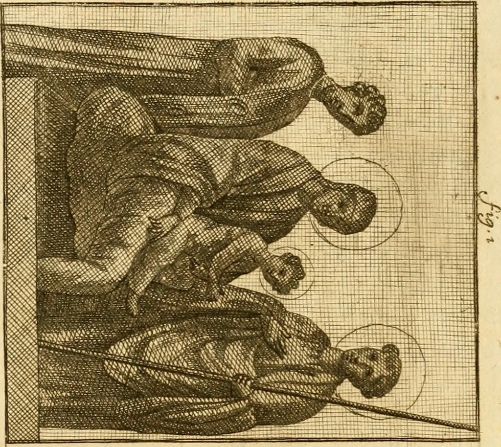 An illustration from Joannis Ciampini Romani, magistri brevium gratiae ... Opera, in tres tomos distributa : acesserunt eiusdem Ciampini opuscula quaedam selectiora : item appendix, seu notae, in quibus nonnulla post eius obitum innovata recensentur : ac demum auctoris vita, nunc primùm ipsius operibus addita, 1747, leaf 469