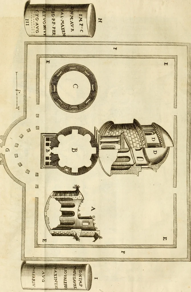 An illustration from Joannis Ciampini Romani, magistri brevium gratiae ... Opera, in tres tomos distributa : acesserunt eiusdem Ciampini opuscula quaedam selectiora : item appendix, seu notae, in quibus nonnulla post eius obitum innovata recensentur : ac demum auctoris vita, nunc primùm ipsius operibus addita, 1747, leaf 527